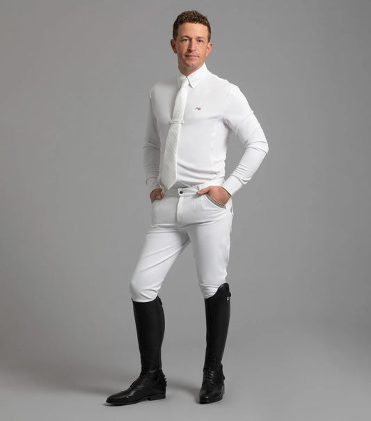 Premier Equine Barusso Men's Gel Knee Competition Breeches White