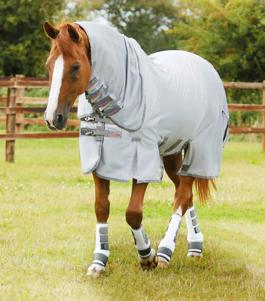 Premier Equine Combo Bug Buster Fly Rug with Belly Flap Silver